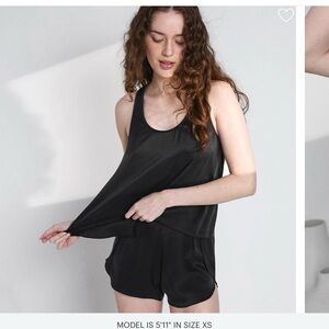 Lunya Black Silk Pajama Shorts